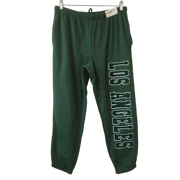 NWT Faded Rose Large Boyfriend Jogger Green Los Angeles Nobby Appliqué - Picture 1 of 7